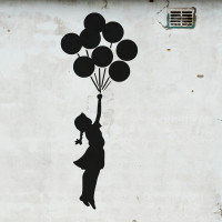 Banksy - La chica de los globos Papel pintado panorámico