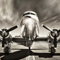 Papel pintado panorámico Vintage Plane