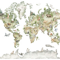Mapa del mundo de la selva Papel pintado panorámico