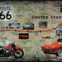 Papel pintado panorámico de coches vintage de la Ruta 66 de EE. UU.