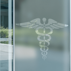 Logotipo médico de Caduceus Privacidad Lámina para ventanas