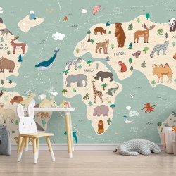 Mapa del mundo infantil Papel pintado panorámico