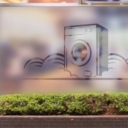 Lavandería Logo 2 Privacidad Lámina para ventanas