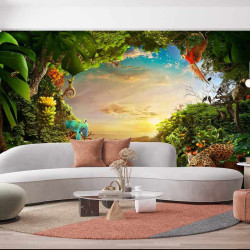 Animales Selva Sabana Cielo Papel pintado panorámico