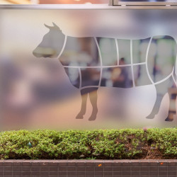Logo de carne de vaca de carnicería Privacidad Lámina para ventanas