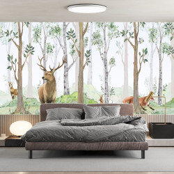Animales del bosque 3 Papel pintado panorámico