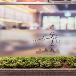 Logotipo de asador Privacidad Lámina para ventanas