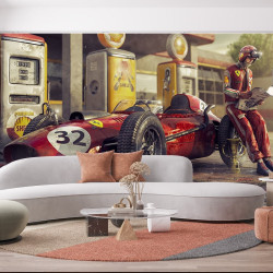 Papel pintado panorámico vintage F1 Ferrari