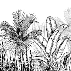 Papel pintado panorámico Jungle en blanco y negro 4 Papel pintado panorámico Jungle en blanco y negro 4
