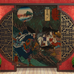 Estampa del siglo XIX Utagawa Kuniyoshi - Miyanokoshi Papel pintado panorámico