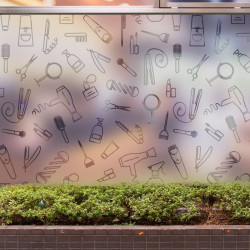 Salón de belleza Peluquería Patrón Privacidad Lámina para ventanas