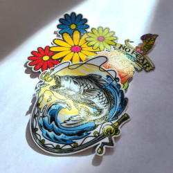 Adhesivo con purpurina dorada