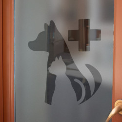 Clínica veterinaria 2 Logo Privacidad Lámina para ventanas