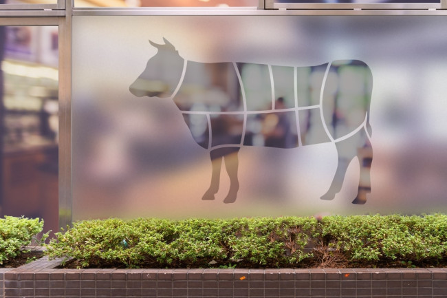 Logo de carne de vaca de carnicería Privacidad Lámina para ventanas