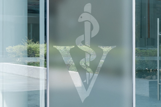 Logotipo veterinario de Caduceus Privacidad Lámina para ventanas