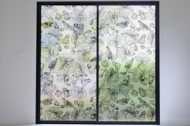 Patrón de orquídeas. Película de privacidad para ventanas.