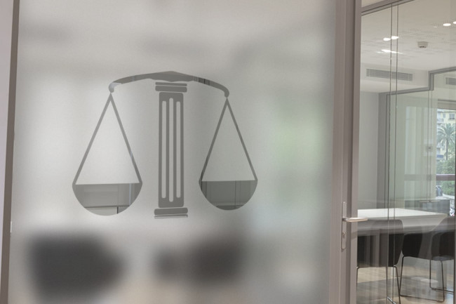 Abogado Logo de la justicia Privacidad Lámina para ventanas