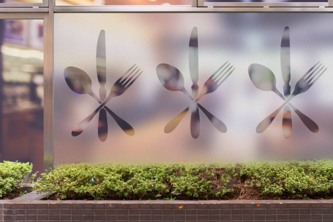 Cubertería de restaurante 2 Privacidad Lámina para ventanas