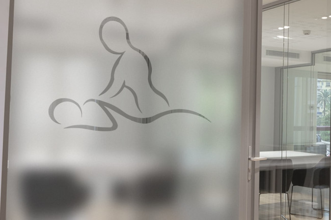 Logotipo de masaje 2 Privacidad Lámina para ventanas