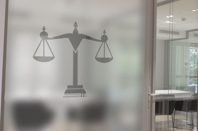 Logotipo Abogado Báscula Privacidad Lámina para ventanas