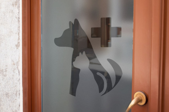 Clínica veterinaria 2 Logo Privacidad Lámina para ventanas